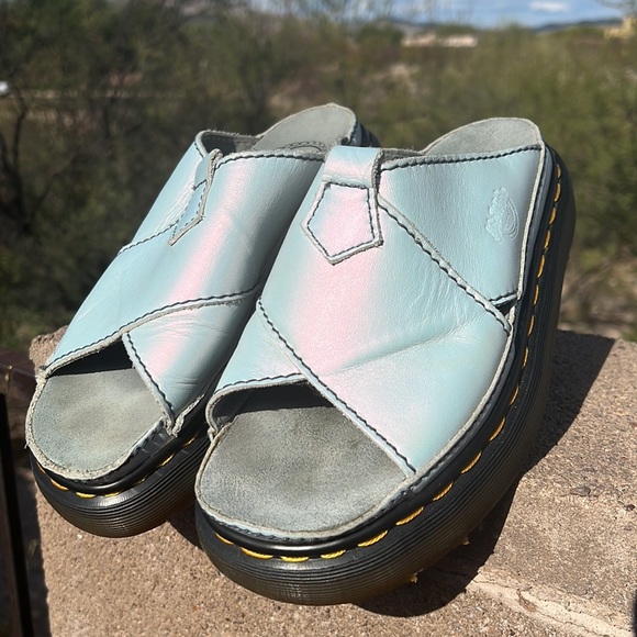 🏴󠁧󠁢󠁥󠁮󠁧󠁿 Dr. Martens Daisy MIE Blue Opal Chunky Platform Slides UK 5 - Picture 5 of 17